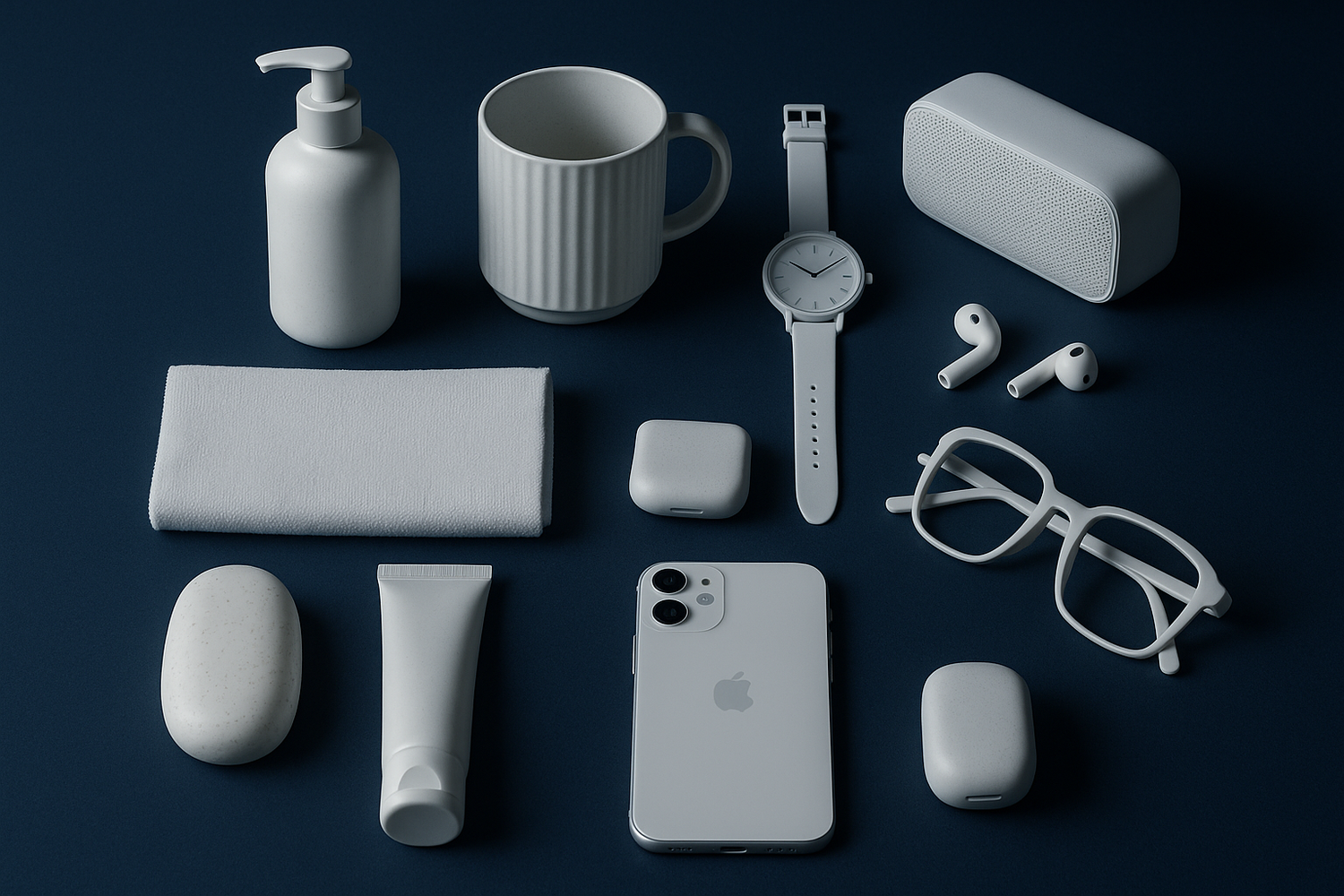 Imagen para sección Quiénes Somos con objetos blancos